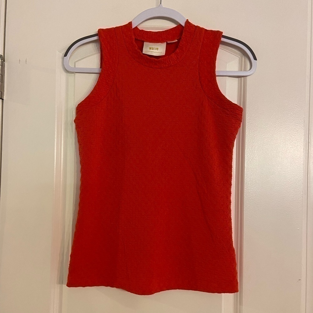 Anthropologie Maeve Red Sleeveless Textured Top Tank Size XS